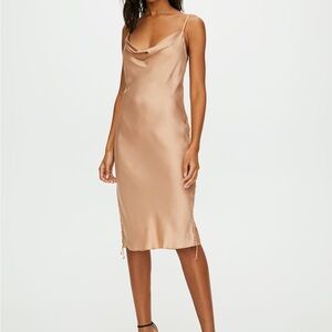 Aritzia Wilfred Only Ruched Slip Dress Champagne
